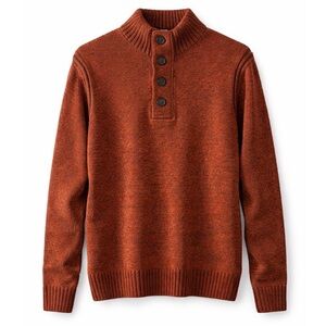 Coddice Velvet Wool 4-Button Henley Sweater | Size 50 | Burnt Orange | NWT